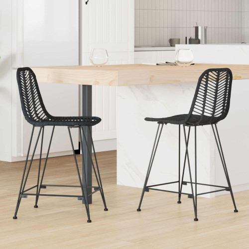 vidaXL Barstol 2 pcs 44,5 x 54,5 x 97,5 cm Rattan och Järn