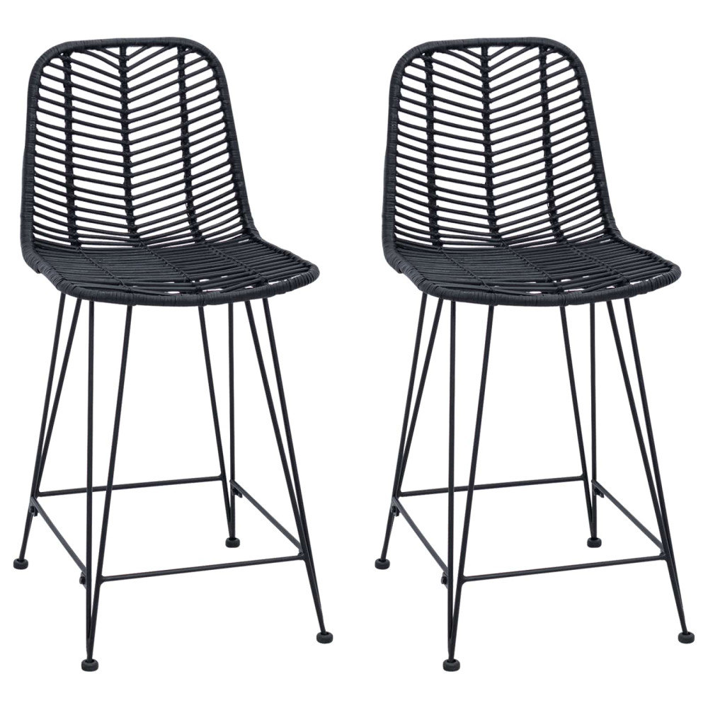 Produktbild för Barstol 2 pcs 44,5 x 54,5 x 97,5 cm Rattan och Järn