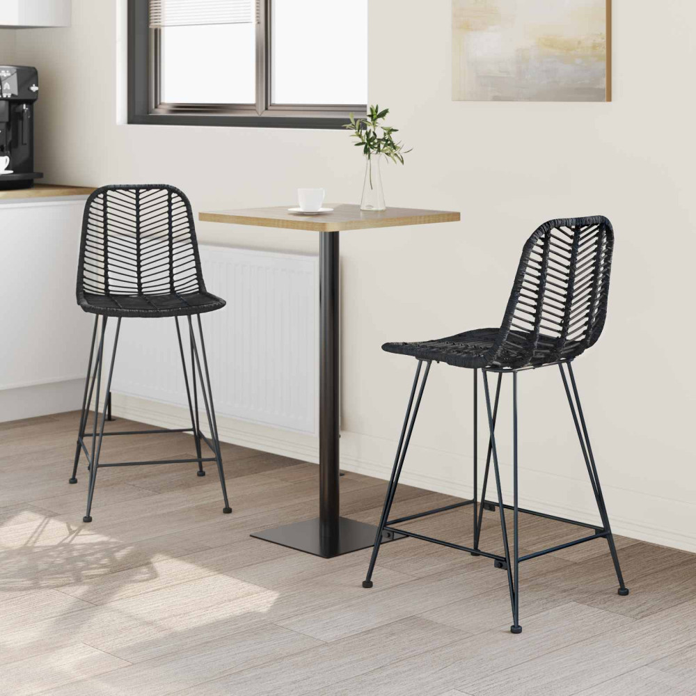 Produktbild för Barstol 2 pcs 44,5 x 54,5 x 97,5 cm Rattan och Järn
