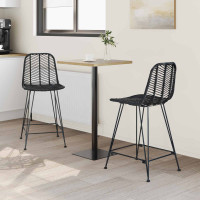 Produktbild för Barstol 2 pcs 44,5 x 54,5 x 97,5 cm Rattan och Järn