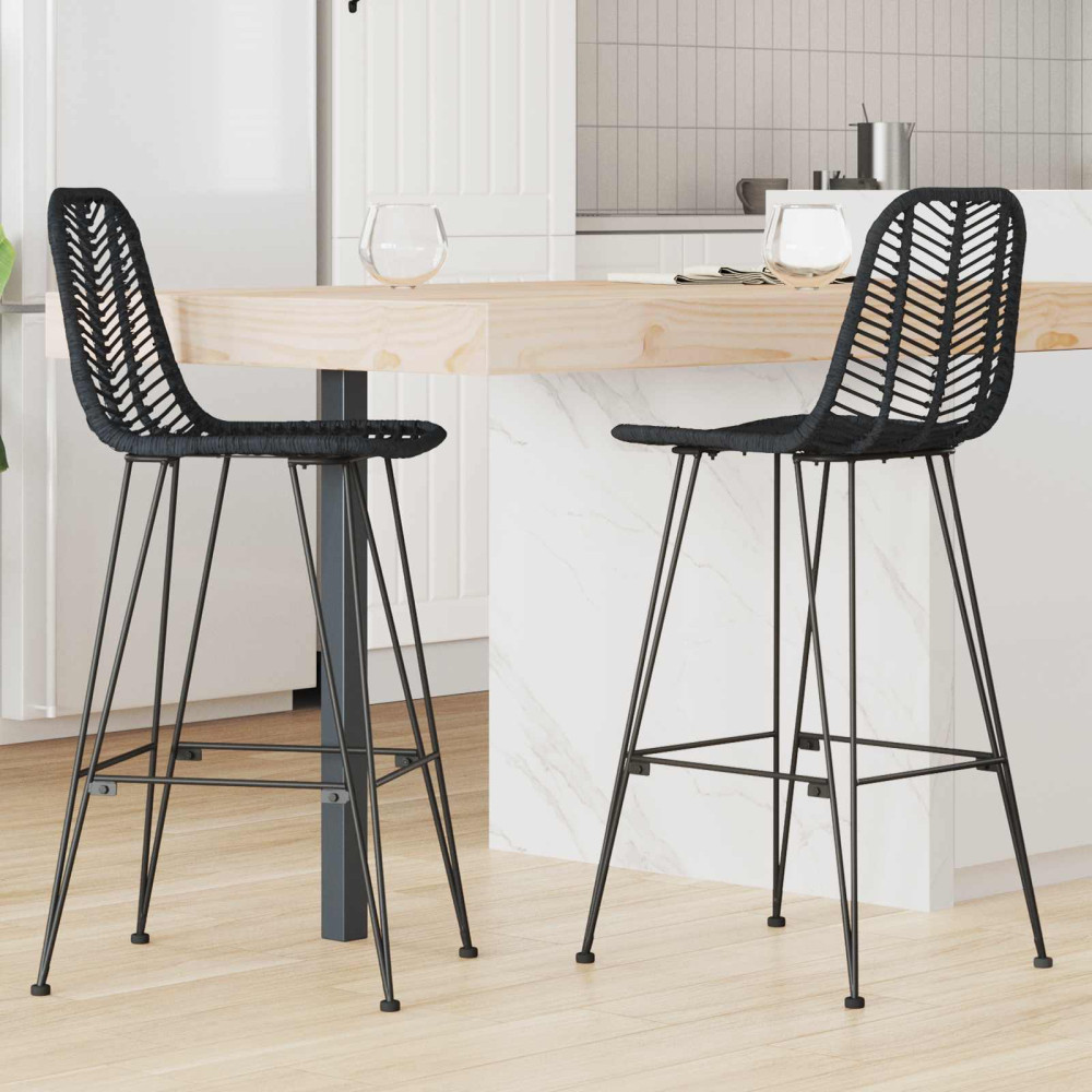 Produktbild för Barstol 2 pcs 44 x 52 x 111 cm Rattan och Järn
