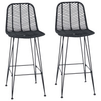 Produktbild för Barstol 2 pcs 44 x 52 x 111 cm Rattan och Järn