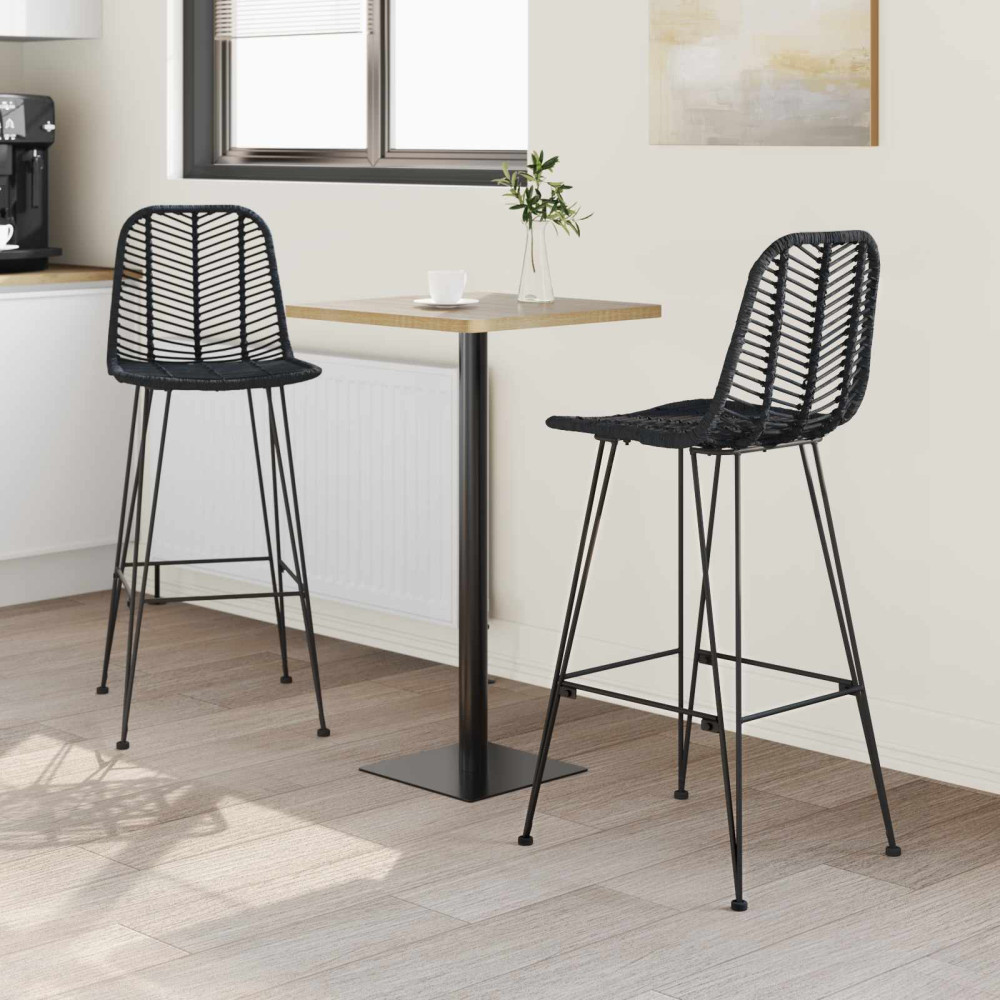 Produktbild för Barstol 2 pcs 44 x 52 x 111 cm Rattan och Järn