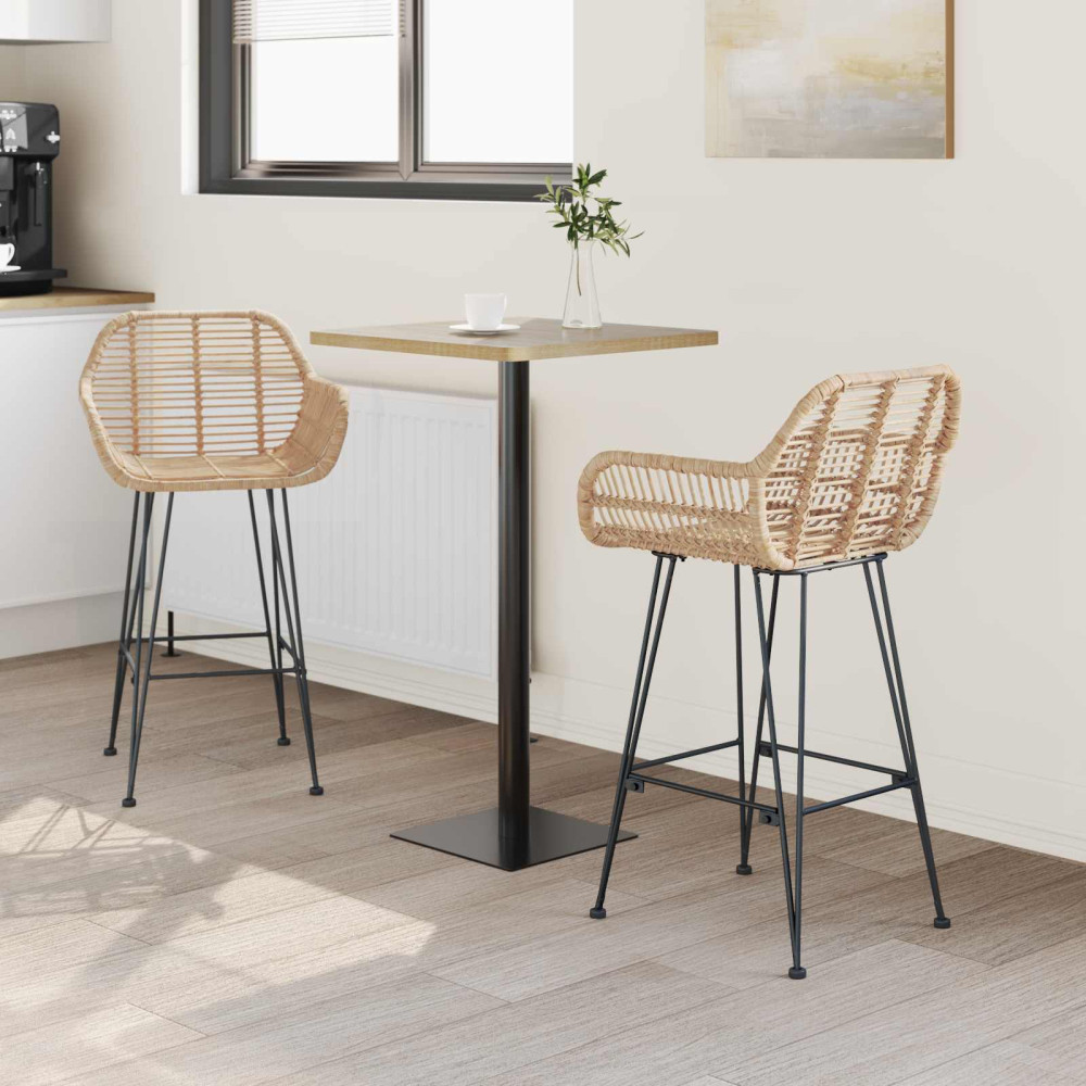 Produktbild för Barstol 2 pcs 55 x 52 x 92 cm Rattan och Järn