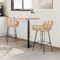 Produktbild för Barstol 2 pcs 55 x 52 x 92 cm Rattan och Järn