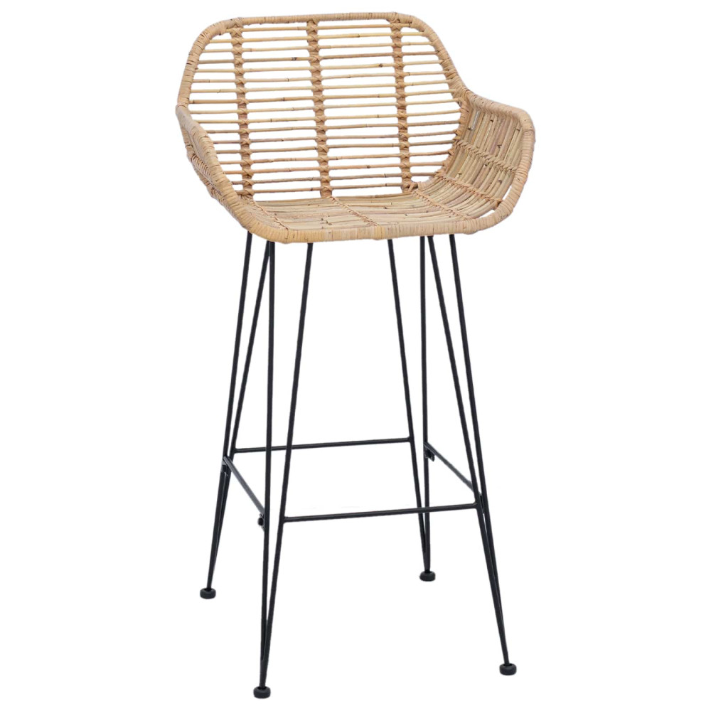 Produktbild för Barstol 2 pcs 55 x 52 x 92 cm Rattan och Järn