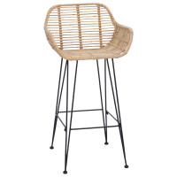 Produktbild för Barstol 2 pcs 55 x 52 x 92 cm Rattan och Järn
