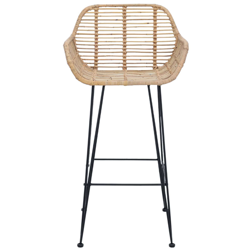 Produktbild för Barstol 2 pcs 55 x 52 x 92 cm Rattan och Järn