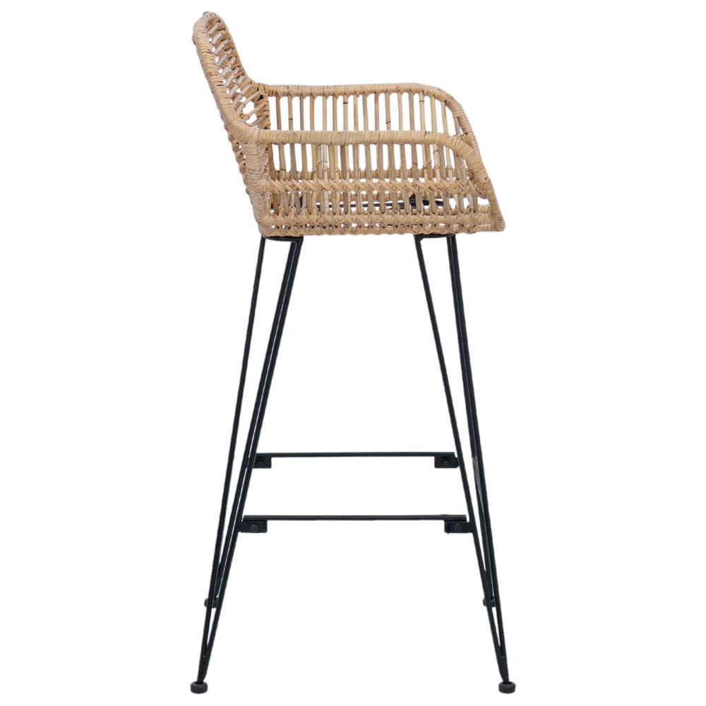 Produktbild för Barstol 2 pcs 55 x 52 x 92 cm Rattan och Järn