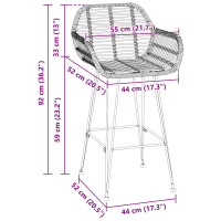 Produktbild för Barstol 2 pcs 55 x 52 x 92 cm Rattan och Järn