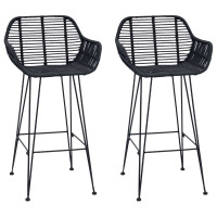 Produktbild för Barstol 2 pcs 55 x 52 x 92 cm Rattan och Järn