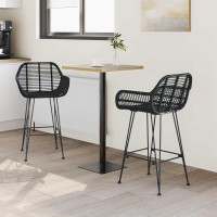 Produktbild för Barstol 2 pcs 55 x 52 x 92 cm Rattan och Järn