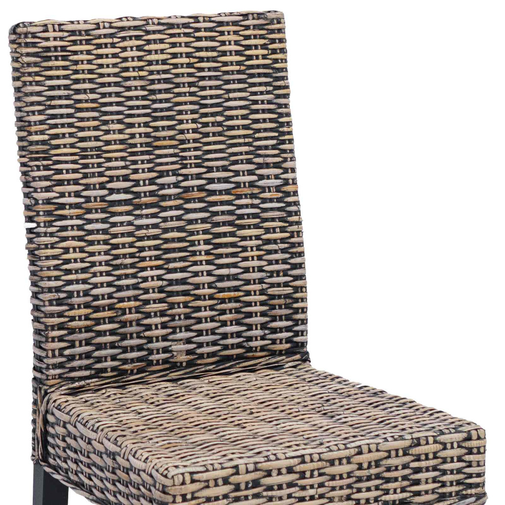 Produktbild för Matstol 2 pcs Kubu rotting och solid mahognyträ Svart tvätt