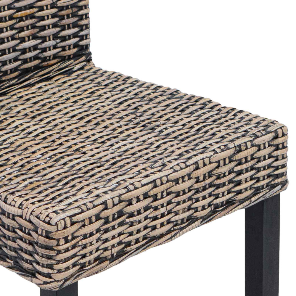 Produktbild för Matstol 2 pcs Kubu rotting och solid mahognyträ Svart tvätt