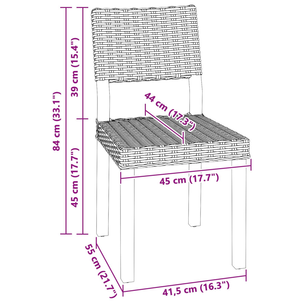 Produktbild för Matstol 2 pcs Kubu Rattan Vit tvätt 46 x 55 x 84 cm