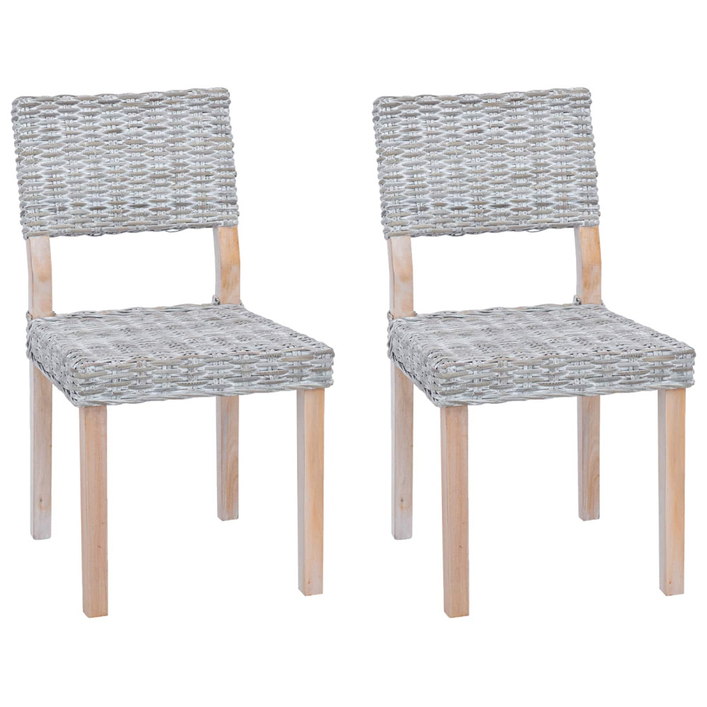Produktbild för Matstol 2 pcs Kubu Rattan Vit tvätt 46 x 55 x 84 cm
