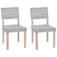 Produktbild för Matstol 2 pcs Kubu Rattan Vit tvätt 46 x 55 x 84 cm