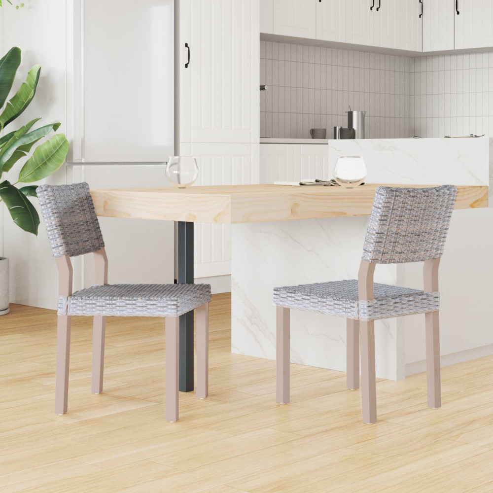 Produktbild för Matstol 2 pcs Kubu Rattan Vit tvätt 46 x 55 x 84 cm