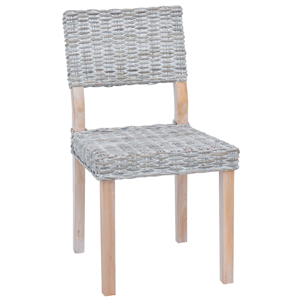 Produktbild för Matstol 2 pcs Kubu Rattan Vit tvätt 46 x 55 x 84 cm