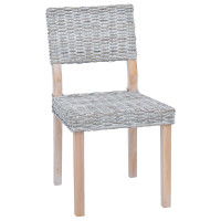 Produktbild för Matstol 2 pcs Kubu Rattan Vit tvätt 46 x 55 x 84 cm
