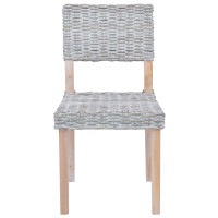 Produktbild för Matstol 2 pcs Kubu Rattan Vit tvätt 46 x 55 x 84 cm