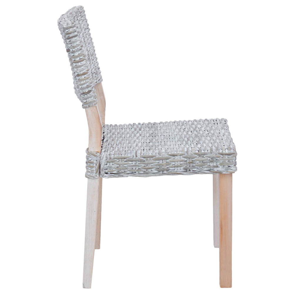 Produktbild för Matstol 2 pcs Kubu Rattan Vit tvätt 46 x 55 x 84 cm