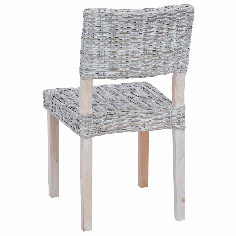 Produktbild för Matstol 2 pcs Kubu Rattan Vit tvätt 46 x 55 x 84 cm
