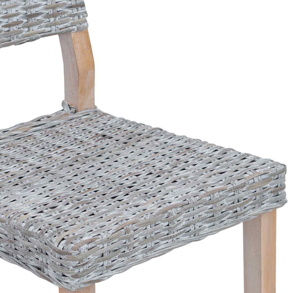 Produktbild för Matstol 2 pcs Kubu Rattan Vit tvätt 46 x 55 x 84 cm