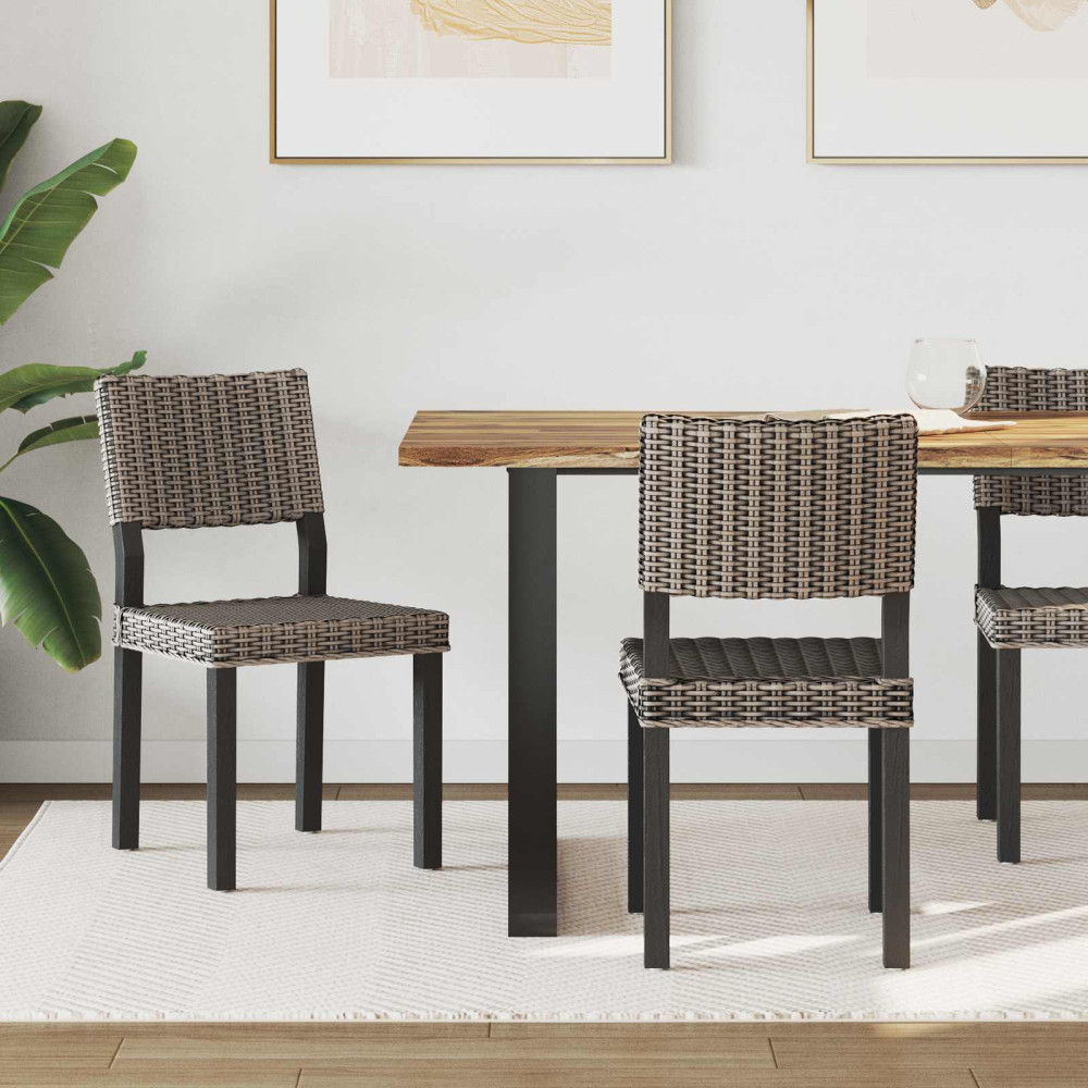 Produktbild för Matstol 2 pcs Kubu Rattan Svart tvätt 46 x 55 x 84 cm