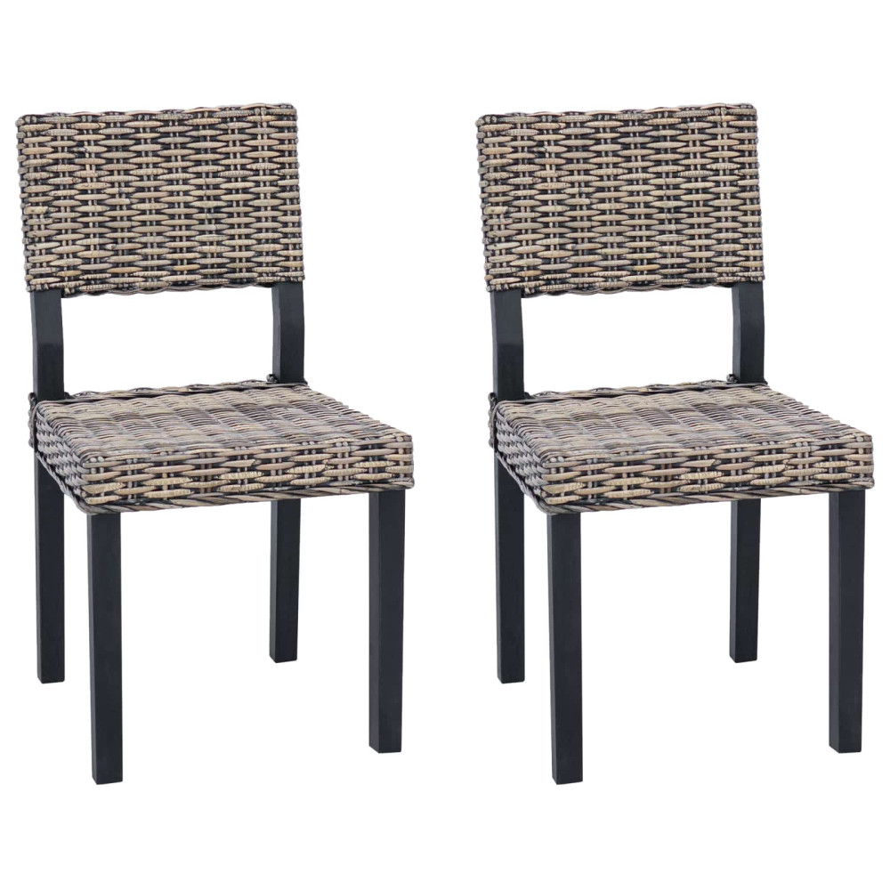 Produktbild för Matstol 2 pcs Kubu Rattan Svart tvätt 46 x 55 x 84 cm