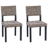 Produktbild för Matstol 2 pcs Kubu Rattan Svart tvätt 46 x 55 x 84 cm
