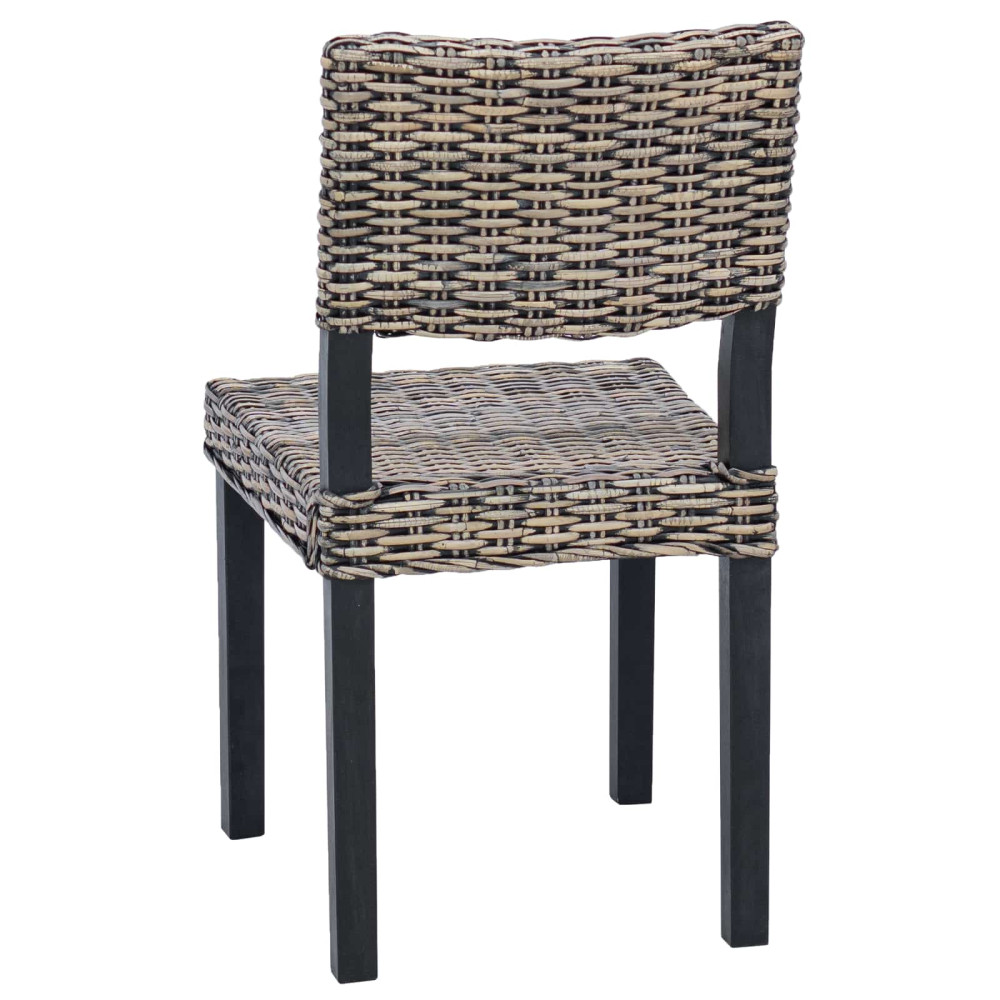 Produktbild för Matstol 2 pcs Kubu Rattan Svart tvätt 46 x 55 x 84 cm