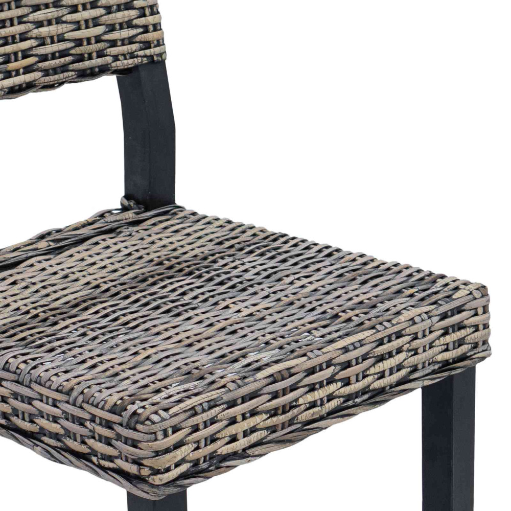 Produktbild för Matstol 2 pcs Kubu Rattan Svart tvätt 46 x 55 x 84 cm