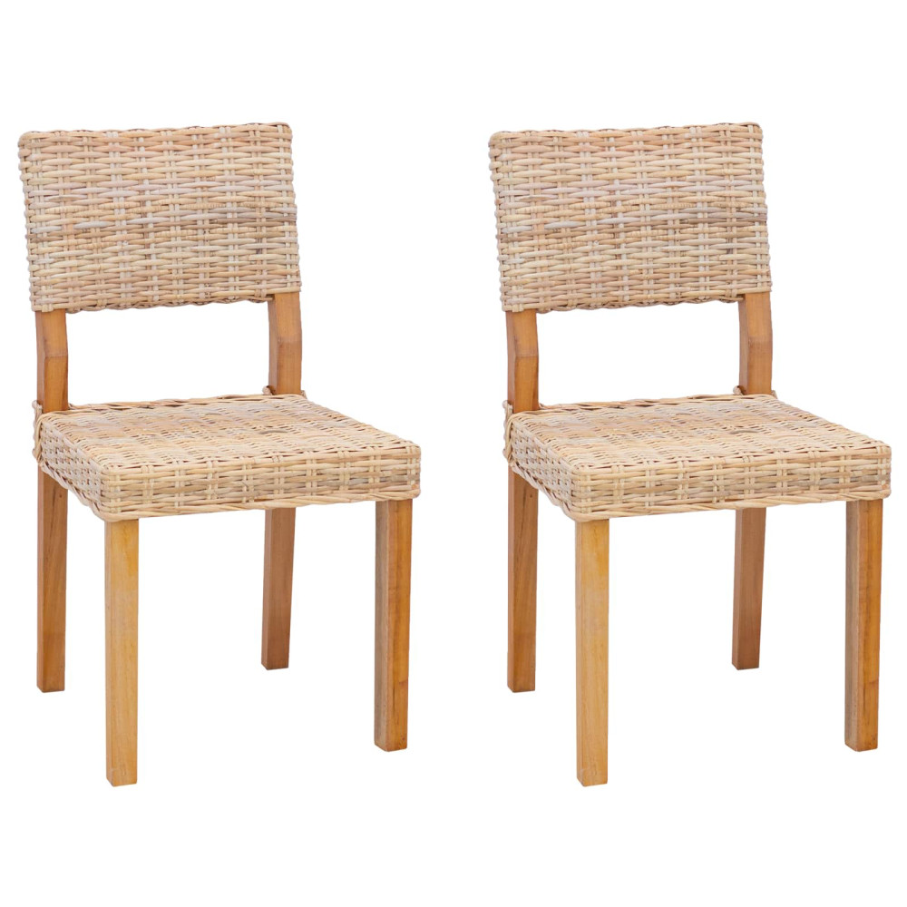 Produktbild för Matstol 2 pcs Kubu Rattan Naturfärg 46 x 55 x 84 cm