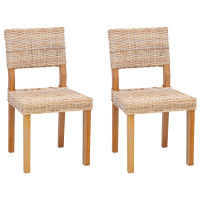 Produktbild för Matstol 2 pcs Kubu Rattan Naturfärg 46 x 55 x 84 cm