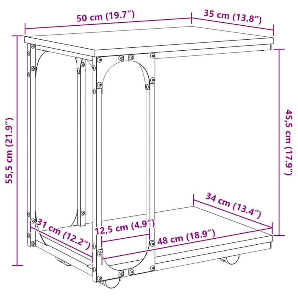Produktbild för Sidobord med hylla Artisan Ek 50 x 35 x 55.5 cm Konstruerat trä