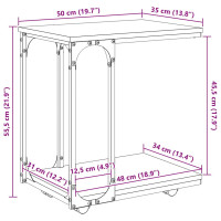 Produktbild för Sidobord med hylla Svart Ek 50 x 35 x 55.5 cm Konstruerat trä