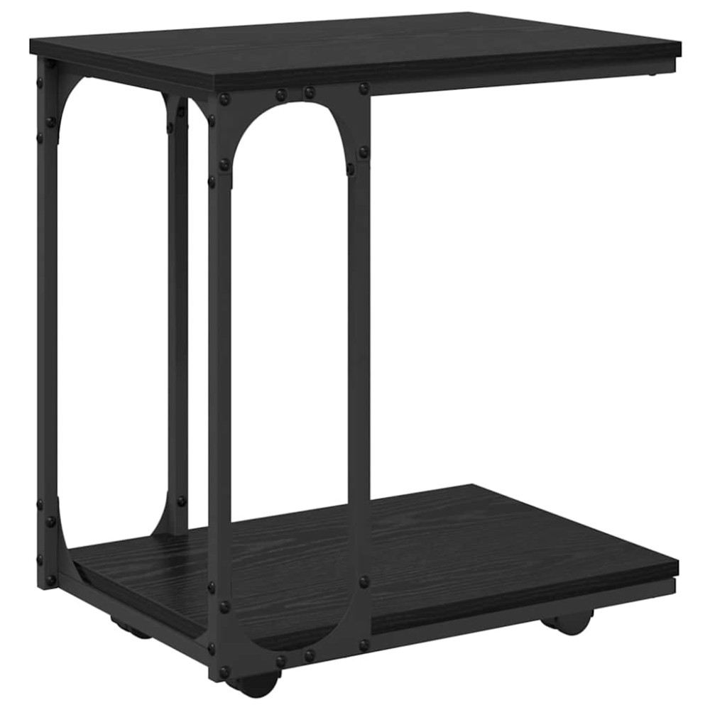 Produktbild för Sidobord med hylla Svart Ek 50 x 35 x 55.5 cm Konstruerat trä