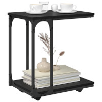 Produktbild för Sidobord med hylla Svart Ek 50 x 35 x 55.5 cm Konstruerat trä