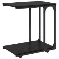 Produktbild för Sidobord med hylla Svart Ek 50 x 35 x 55.5 cm Konstruerat trä
