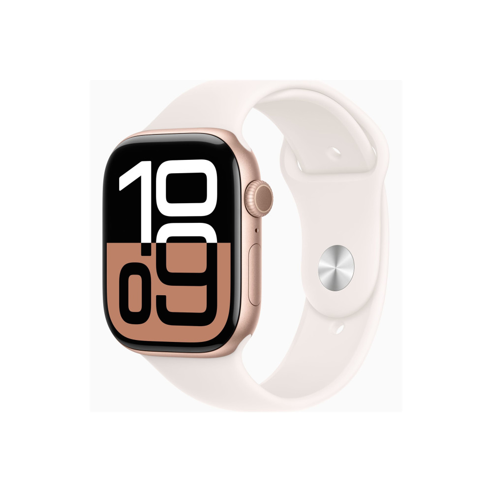 Produktbild för Apple Watch Series 10 (GPS + Cellular) - guldrosa aluminium - smart klocka med sportband - lätt rouge - 64 GB