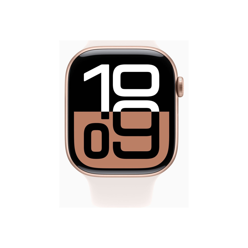 Produktbild för Apple Watch Series 10 (GPS + Cellular) - guldrosa aluminium - smart klocka med sportband - lätt rouge - 64 GB