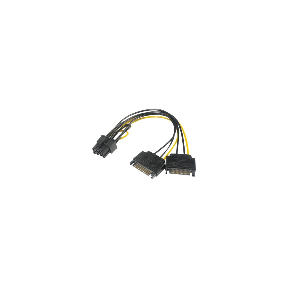 Produktbild för Akasa - strömadapter - SATA-ström till 8-stifts PCIe-ström (6+2) - 15 cm