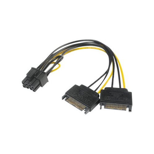 AKASA Akasa - strömadapter - SATA-ström till 8-stifts PCIe-ström (6+2) - 15 cm