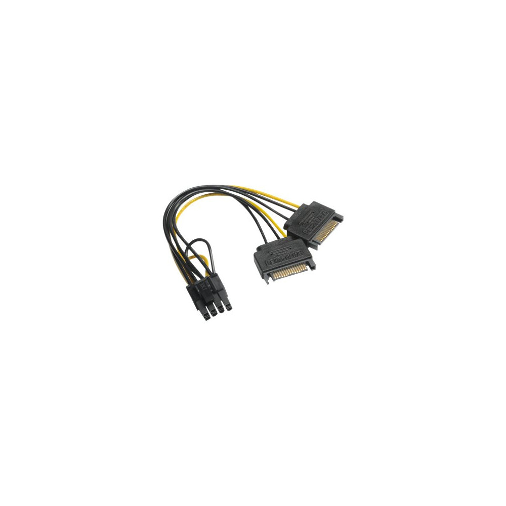 Produktbild för Akasa - strömadapter - SATA-ström till 8-stifts PCIe-ström (6+2) - 15 cm