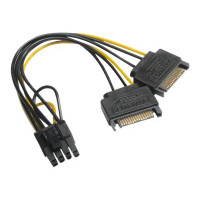 Produktbild för Akasa - strömadapter - SATA-ström till 8-stifts PCIe-ström (6+2) - 15 cm