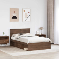 Produktbild för Sängram med huvudgavel Brun Ek 120 x 190 cm Konstruerat trä