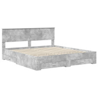 Produktbild för Sängram med huvudgavel Betonggrå 180 x 200 cm Konstruerat trä