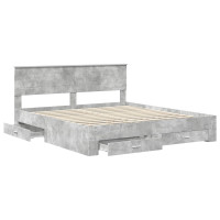Produktbild för Sängram med huvudgavel Betonggrå 180 x 200 cm Konstruerat trä