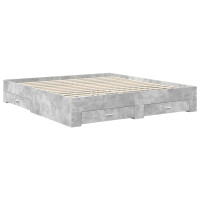 Produktbild för Sängram med huvudgavel Betonggrå 180 x 200 cm Konstruerat trä